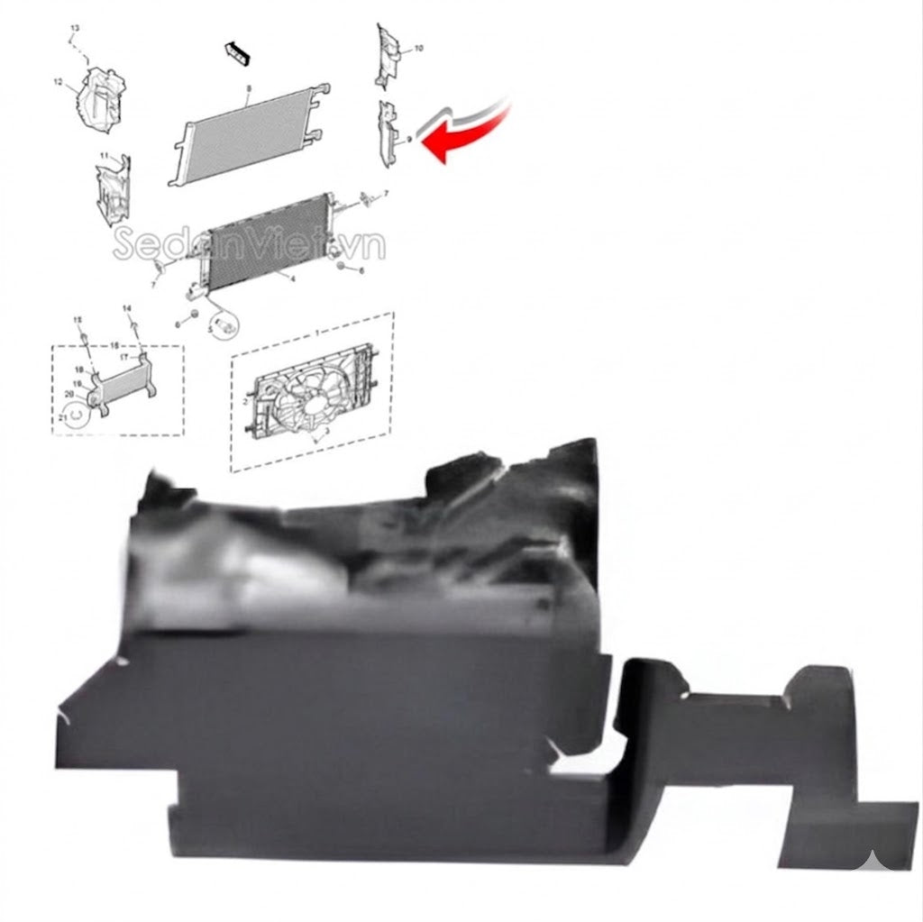 MG GT Lower Left Radiator Base