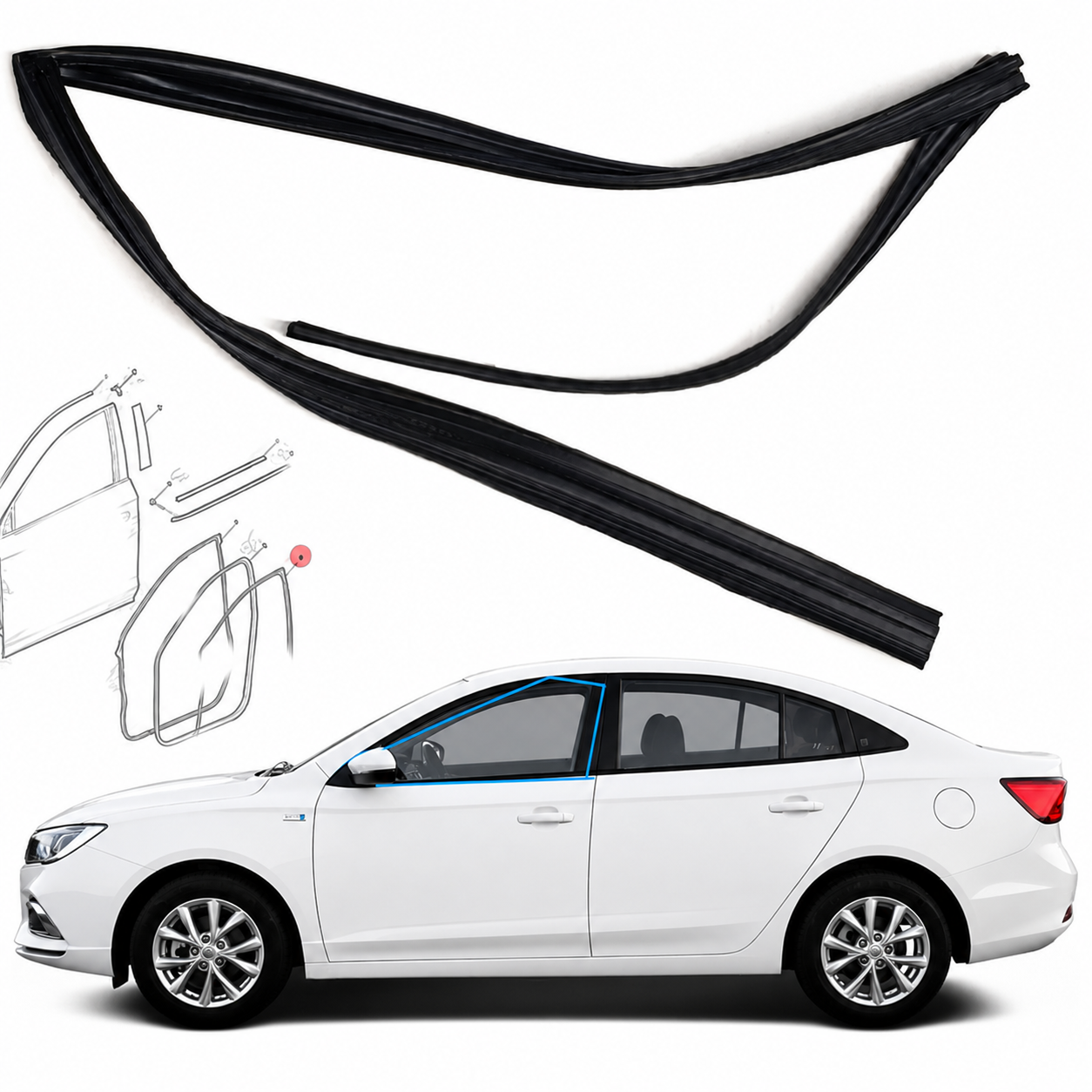 Front left door glass seal - MG MG5 Genuine
