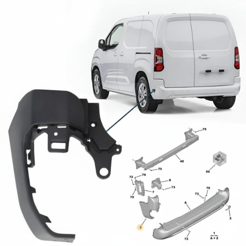 Left Rear Bumper for Partner Short Chassis - Taiwanese Model