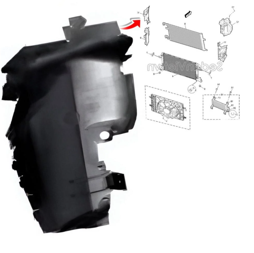 MG GT Lower Right Radiator Base