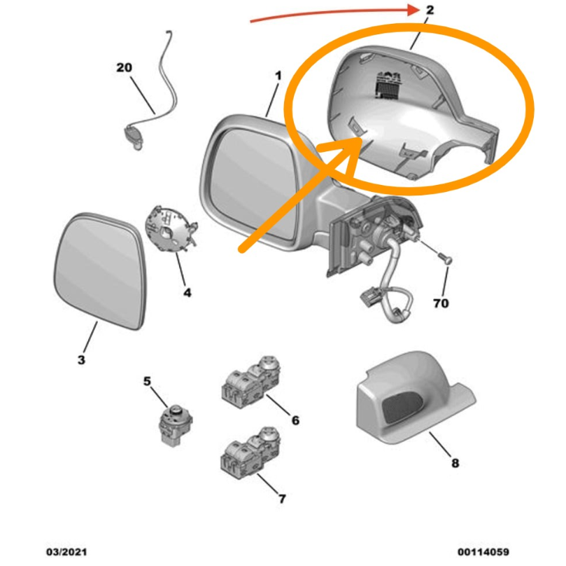 Expert+Scudo right mirror cover