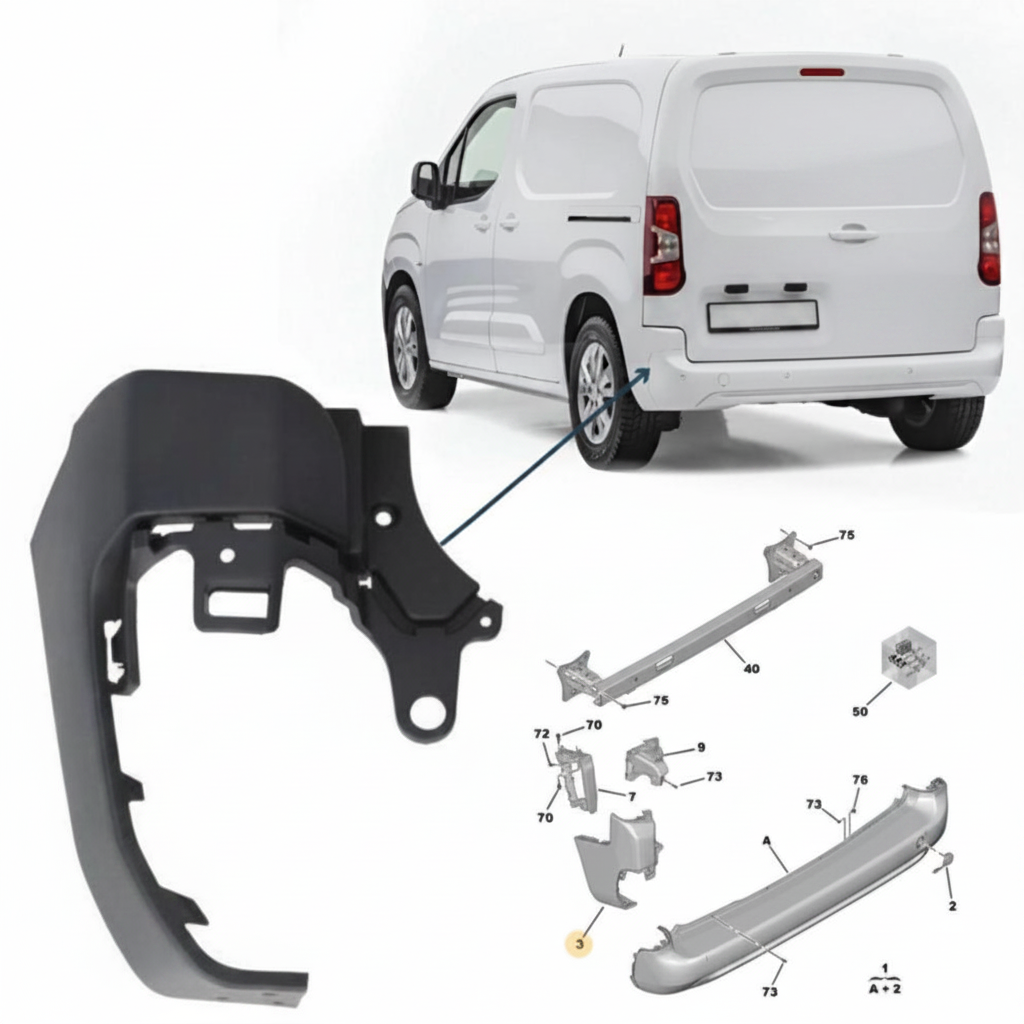 Left rear bumper for Partner short chassis (Taiwanese model)