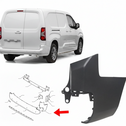 New Partner+Double rear bumper corner, long chassis, right side, Turkish