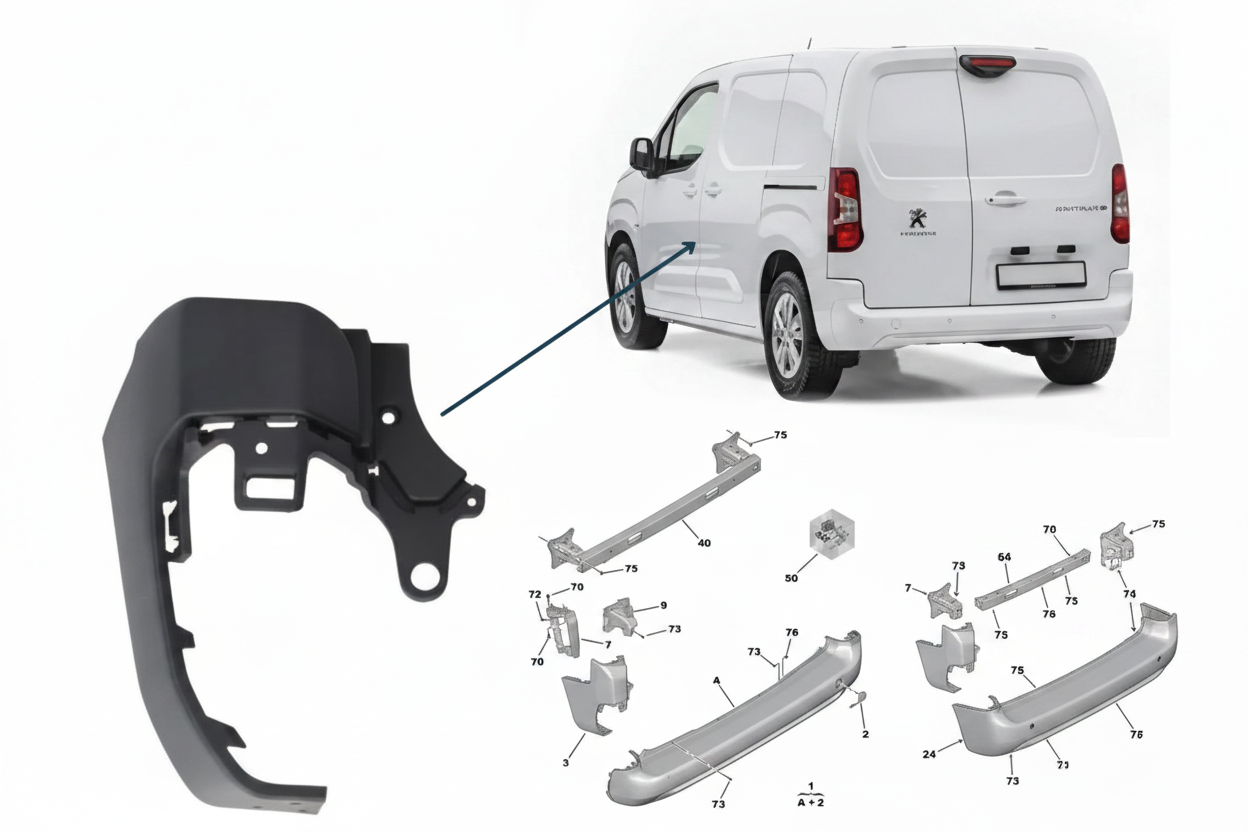 Left rear bumper corner, Partner, short wheelbase, Diesel