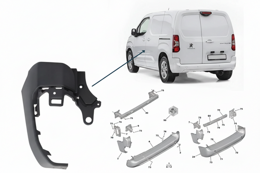 Left rear bumper corner, Partner, short wheelbase, Diesel
