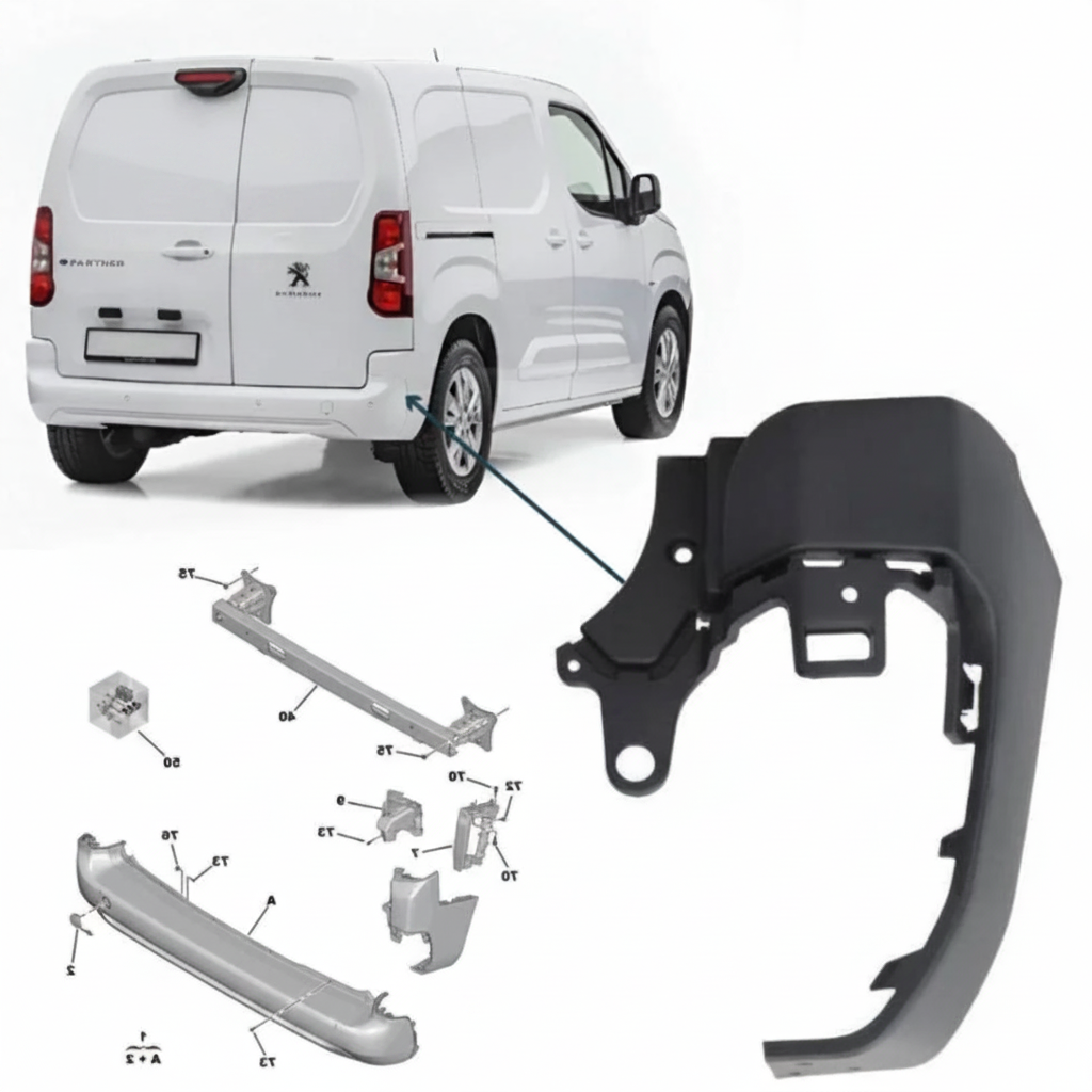 Right-side short rear bumper corner, Partner, Diesel 94