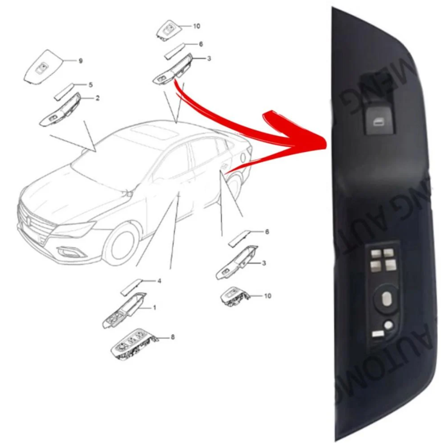 MG5 glass button, rear right