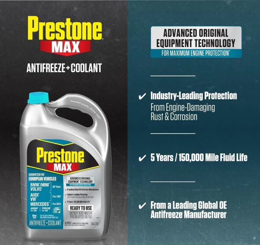Preston Blue 50/50 Radiator Coolant, Made in USA